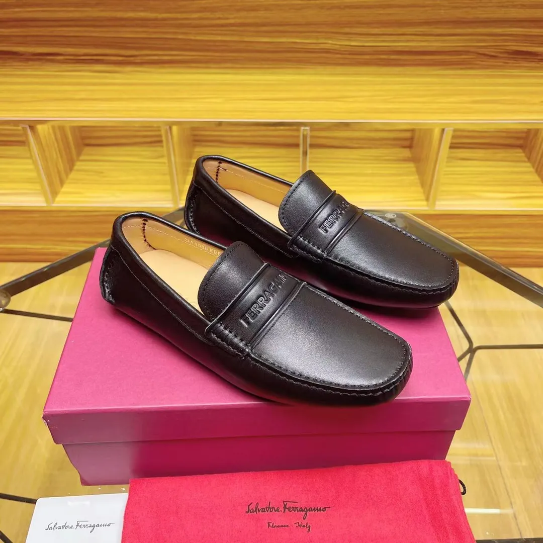 Men's shoes 💰560Ferragamo high-end quality 🔥 black cowhide ➕ cowhide lining size 38-45